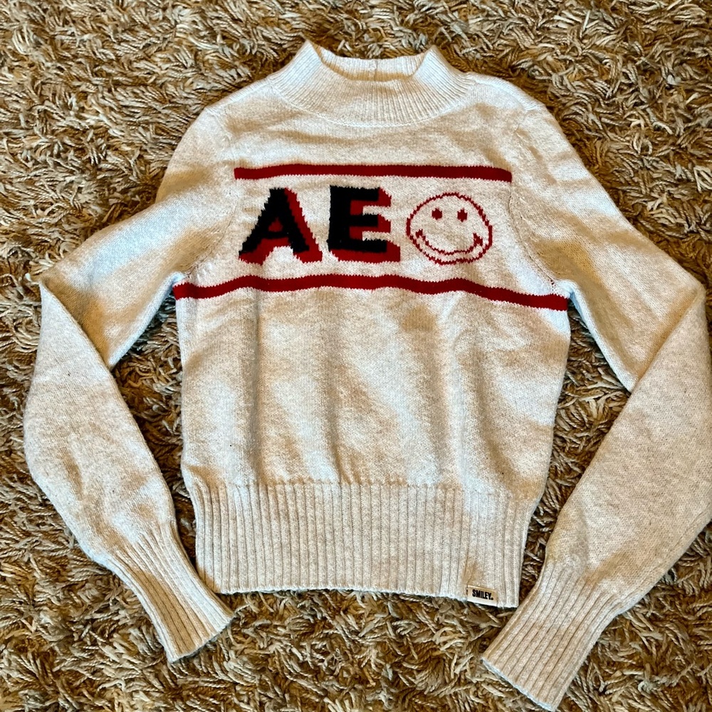 Women’s American Eagle Cotton Blend Sweater Cream/ Grey Size XS NWOT